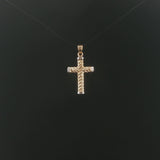 14k Yellow and White Gold 1.3g Hollow Cross Pendant 1.35"