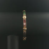 14k Yellow Gold 12g Multi Gemstone and Diamond Bar Link Bracelet 7"
