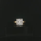 18k Yellow and White Gold 0.75cttw Pave Cluster Diamond Vintage Ring Size 5.5