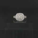 14k White Gold and 1cttw Diamond Ladies Cluster Ring Size 7