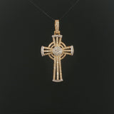 10k Yellow and White Gold 1.47cttw Diamond Large Cross Pendant 2"