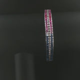 18k White Gold 33.2g Diamond and Rainbow Sapphire Link Bracelet 7"