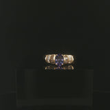 14k Yellow Gold Tanzanite and Baguette Diamond Ring Size 7