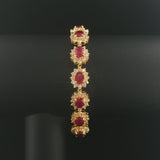 18k Yellow Gold 7cttw Ruby and 2.80cttw Diamond Heavy Link Bracelet 7.25"