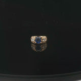 14k Yellow Gold 2ct Blue Sapphire and Diamond Ladies Vintage Ring Size 5.25