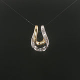 14k Yellow and White Gold Diamond Slide Pendant 1"