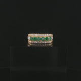 14k Yellow Gold Emerald and 0.20cttw Diamond Vintage Watch Band Ring Size 7