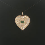 14k Yellow Gold Emerald Mother of Pearl and 1cttw Diamond Heart Charm Pendant