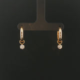 18k Yellow Gold and 0.50cttw Diamonds Hoop Dangle Earrings