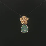Denny Wong 14k Yellow Gold Opal and Diamond Plumeria Floral Pendant