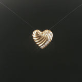 14k Yellow Gold and 0.20cttw Diamond Vintage Heart Pendant