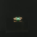 18k Yellow Gold Green Tourmaline and Diamond Ring Size 6.75