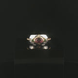 14k White Gold Pink Tourmaline and Tsavorite Ring Size 6