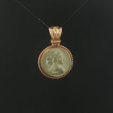 14k Yellow Gold and Carved Lava Vintage Cameo Pendant 1.5"