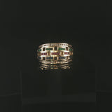 14k Yellow Gold Multi Gemstone and Diamond Band Ring Size 7.25