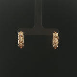14k Yellow Gold and 0.14cttw Diamond Chain Design Hoop Earrings 0.75"