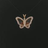 14k Yellow and White Gold Ruby and 0.50cttw Diamond Butterfly Pendant 1"