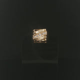 14k Yellow Gold and Diamond Vintage Squared Solid Men's Pinky Ring Size 7.5
