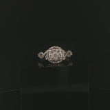 14k White Gold and 1cttw Diamond Vintage Ladies Cluster Halo Ring Size 8.5