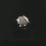 14k White Gold and 1.25cttw Round and Baguette Diamond Heart Ring Size 7