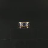 18k Yellow Gold Blue Sapphire and 0.50cttw Diamond Vintage Band Ring Size 6