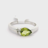 Brand New Peridot and Diamond Ring in 14k White Gold Size 6