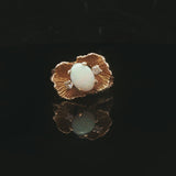 14k Yellow Gold Opal and Diamond Vintage Ladies Floral Ring Size 5