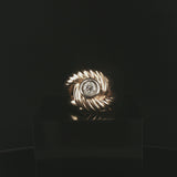 14k Yellow and White Gold 0.35ct Diamond 11.7g Heavy Fancy Ring Size 5.5