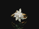 14k Yellow Gold and 0.90cttw Diamond Floral Cluster Ring Size 5.5