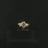 14k Yellow Gold Emerald and Diamond Halo Ring Size 7.25