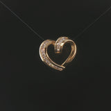 14k Yellow Gold and 0.50cttw Diamond Vintage Heart Slide Pendant 0.75"
