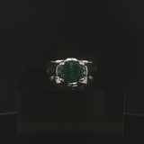 14k White Gold and 2.24ct Oval Cut Green Tourmaline Vintage Ring Size 8.5
