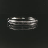 14k White Gold 2cttw Black and White Diamond Solid Bangle Bracelet 7"