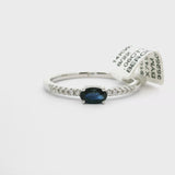 Brand New Blue Sapphire and Diamond Ring in 14k White Gold Size 7