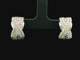 14k White Gold and 1cttw Yellow Diamond Ribbon Huggie Earrings