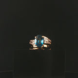 14k Yellow Gold London Blue Topaz and Diamond Ring Size 6.25