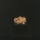 14k Yellow Gold and Diamond Vintage Men's Solid Nugget Ring Size 10.5