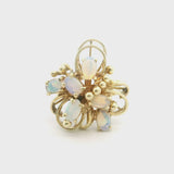 14k Yellow Gold and Opal 5.5g Ladies Floral Ring Size 6.25