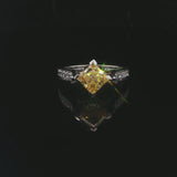 14k White Gold Lemon Quartz and Diamond Ring Size 6.25