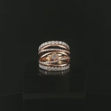 14k Rose and White Gold and 2cttw Diamond Solid Multi Band Ring Size 7