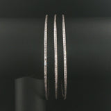 Set of Three 14k White Gold and 4.5cttw Diamond Solid Bangle Bracelets 8"