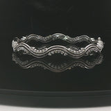 18k White Gold and 2.7cttw Diamond Heavy 25.7g Wave Bangle Bracelet 7"