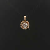 14k Yellow Gold and 1.35ct Center Diamond Vintage Halo Pendant