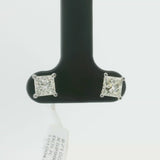 Brand New 1.5cttw Princess Cut Diamond Stud Earrings 14k White Gold