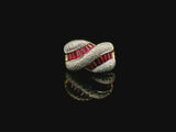 18k Yellow Gold Ruby and 0.90cttw Diamond Ladies Ring Size 6