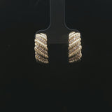 18k Yellow Gold and 0.30cttw Diamond Half Hoop Crescent Stud Earrings