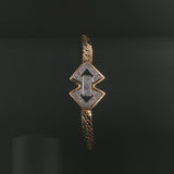 14k Yellow and White Gold Diamond Motif Flattened Curb Link Bracelet 7"