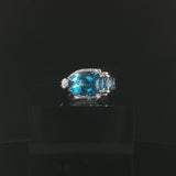 Bellarri 18k White Gold Blue Topaz and Diamond Ring Size 7