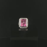 14k White Gold Pink Topaz and Diamond Ring Size 6