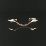 14k Yellow Gold and 0.35cttw Diamond Solid Curved Cuff Bracelet 6.25"